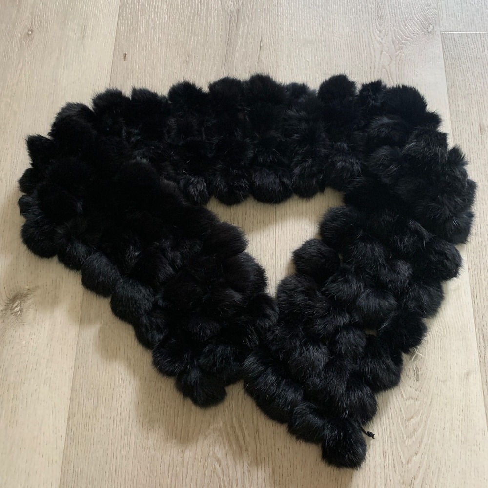 Luxury Black Rabbit Fur Scarf - Women Accessories